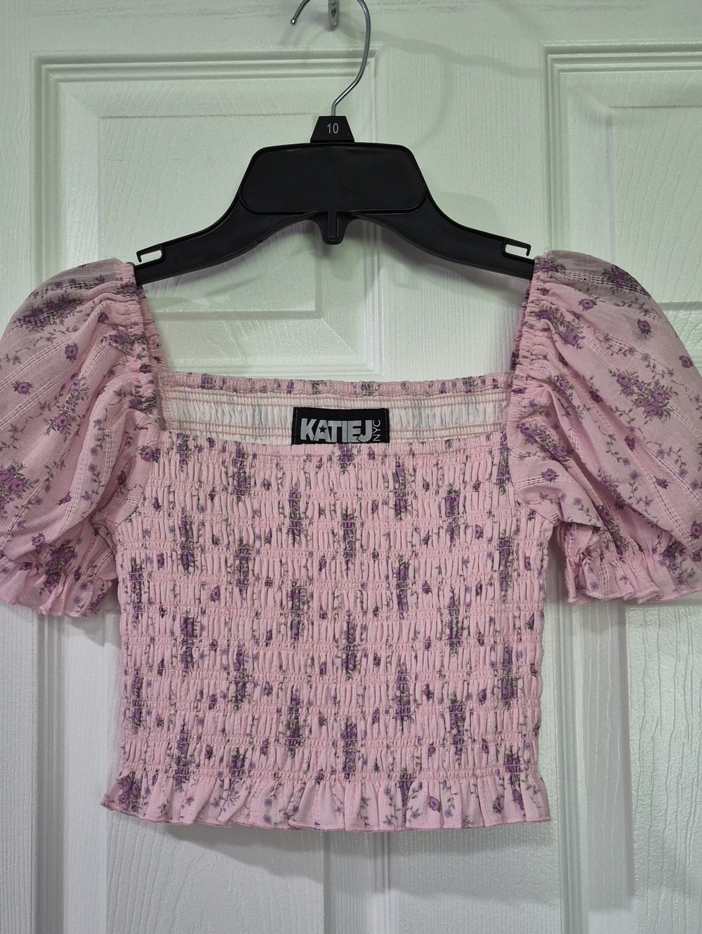 NWT Katie J NYC Marlee Puff Sleeve Smock Top- Large